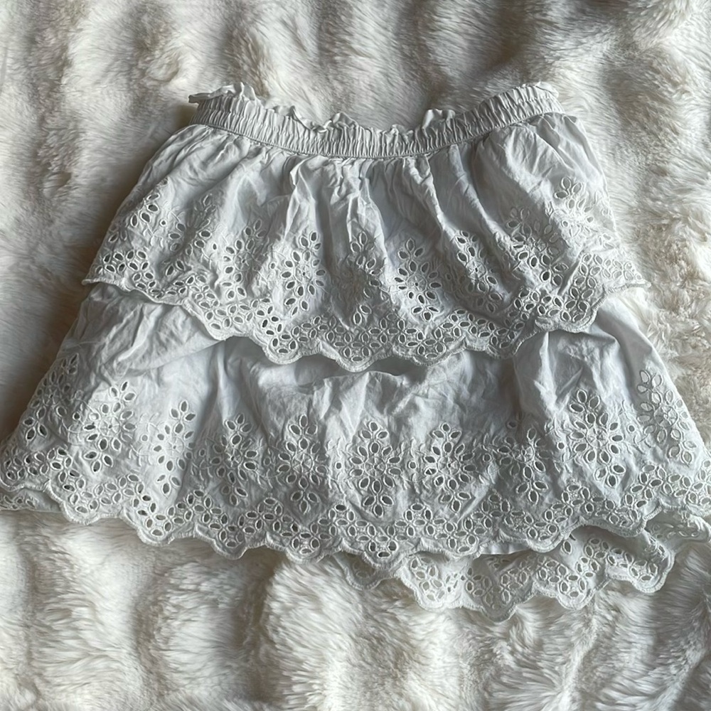 Elegant White Eyelet Mini Skirt